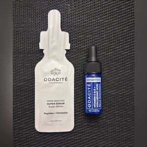 New Odacite Derm-Restore Super and Brightening Serum travel samples